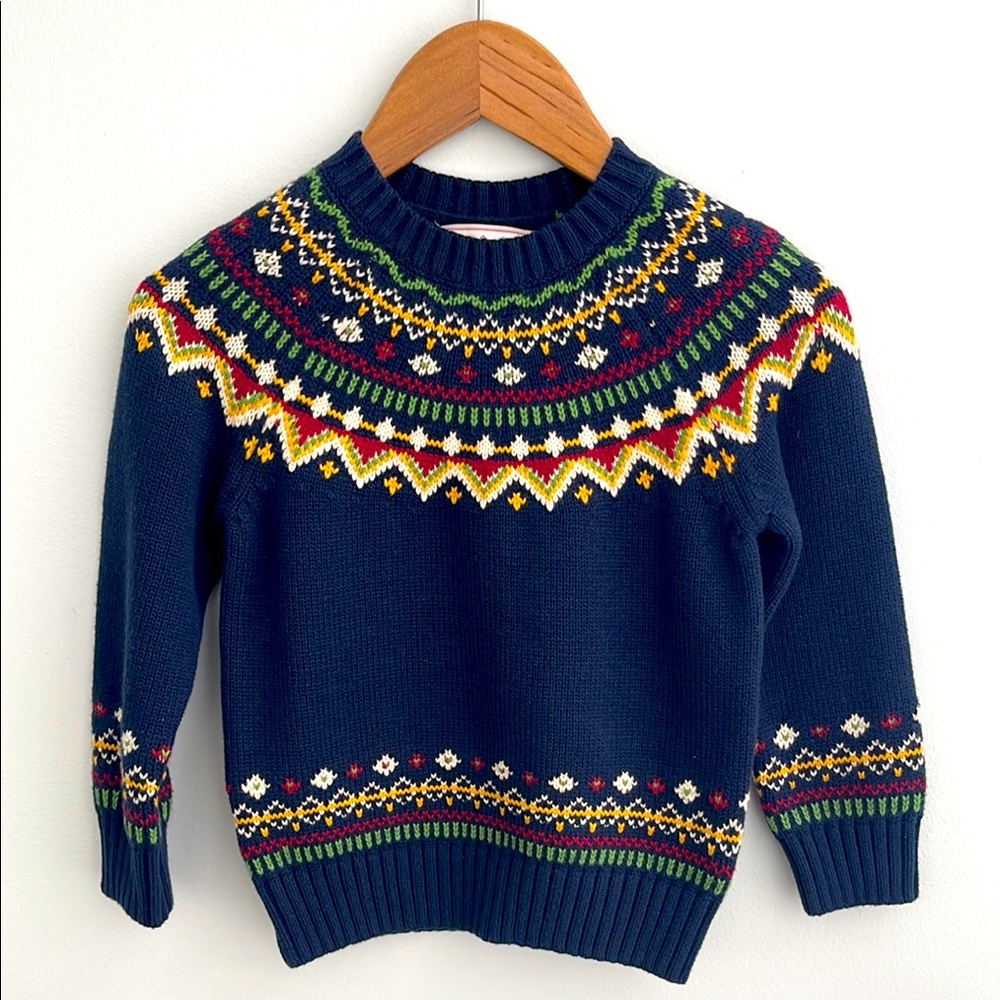 Classic prep fair isle navy sweater